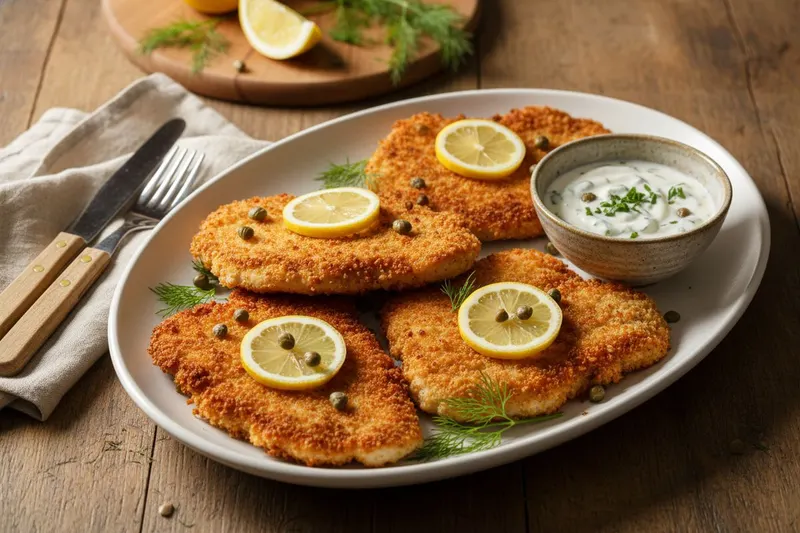 Kana-schnitzel jogurttikastikkeella