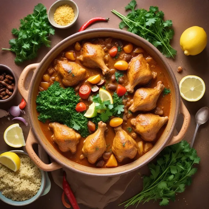 Kanaa ja sitruunaa tagine-tyyliin yrttisellä tabboulehilla