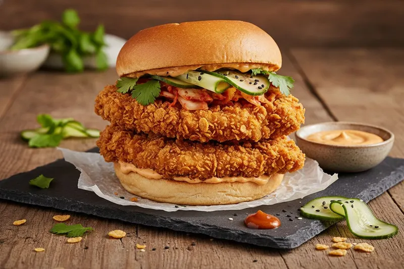 Korealainen kanaburger gochujang-majoneesilla