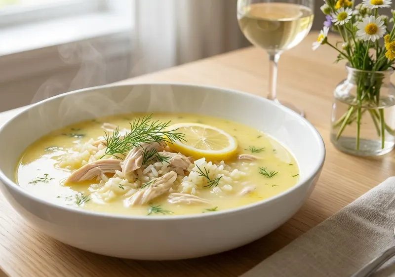 Sitruunainen kanakeitto "Avgolemono"